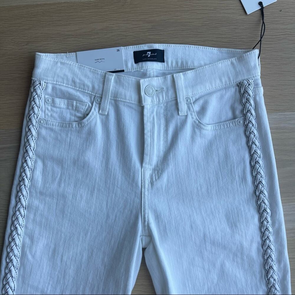 7 For All Mankind Women's White Braided Stretch Ankle Skinny Jeans Size … - Picture 4 of 9